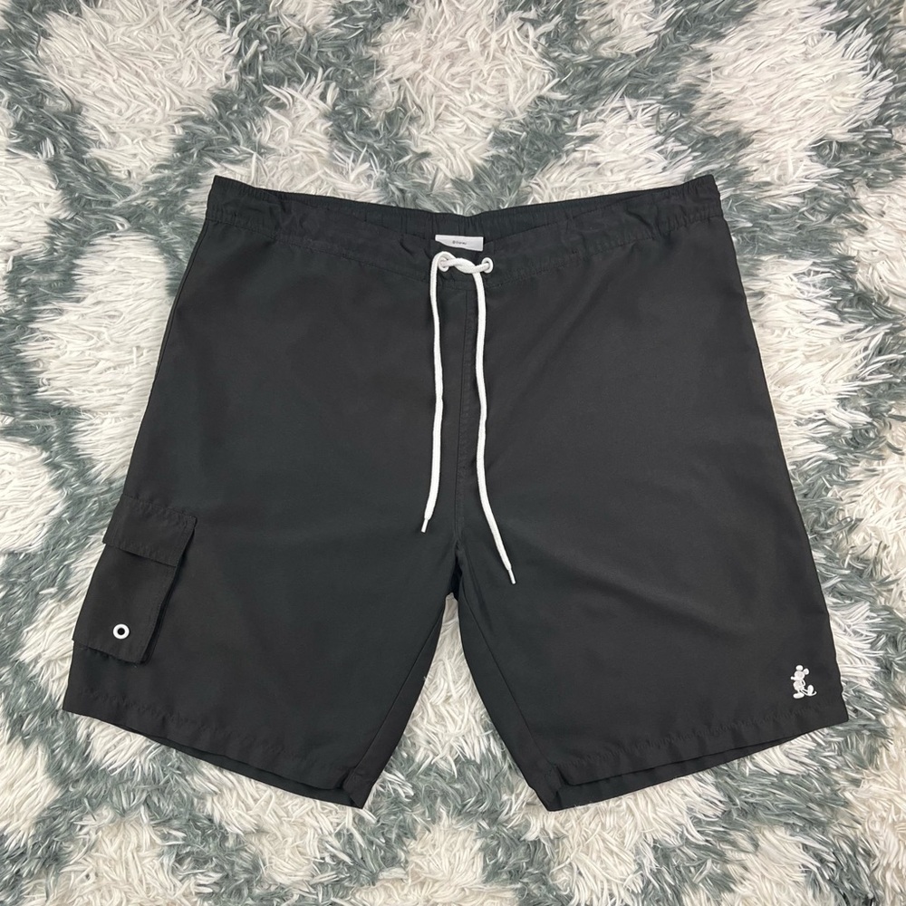 Disney Parks Men’s Black Swim Trunks With Liner Mickey Logo Size M